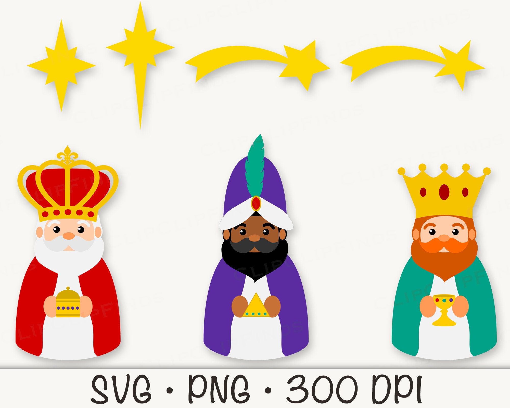 3 Kings, Cute 3 Kings, 3 Wise Men, Nativity Star, Tres Reyes Magos, SVG,  PNG, Clipart, Instant Digital Download - Etsy