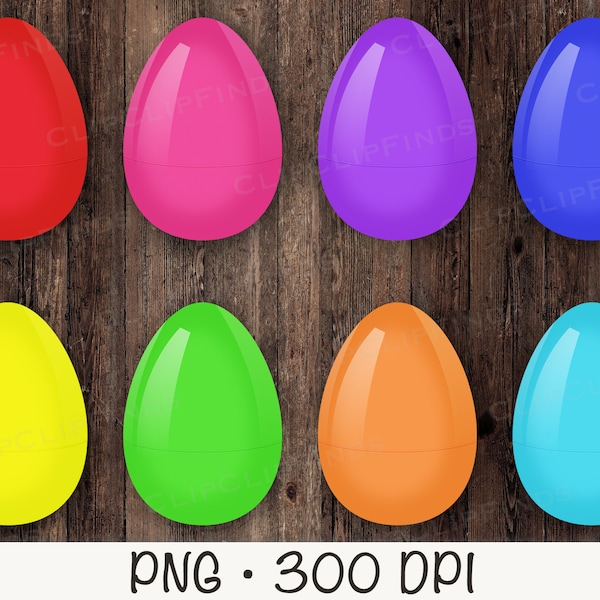 Plastic Colorful Fillable Easter Eggs PNG Clipart, Bright Colorful Easter Eggs, Easter Egg Hunt, Instant Digital Download