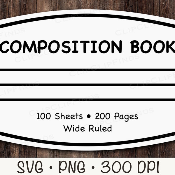 Composition Notebook Label, SVG, PNG, Instant Digital Download