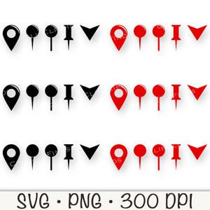 Locatiekaart pin SVG, locatiebord silhouet, rode locatiepin, push pin png, locatiemarkering, GPS, reizen, instant digitale download