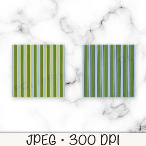 May include: Two square patterned designs with vertical stripes. One features green, light blue, and yellow stripes, while the other has green, light blue, and navy stripes. The background is a white marble pattern. The text "JPEG &bull; 300 DPI" is at the bottom.