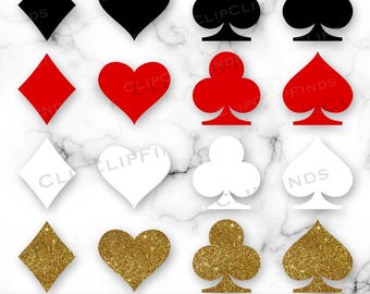 Playing Card Symbols PNG, Casino Clip Art: Transparent Background (Digital Download)