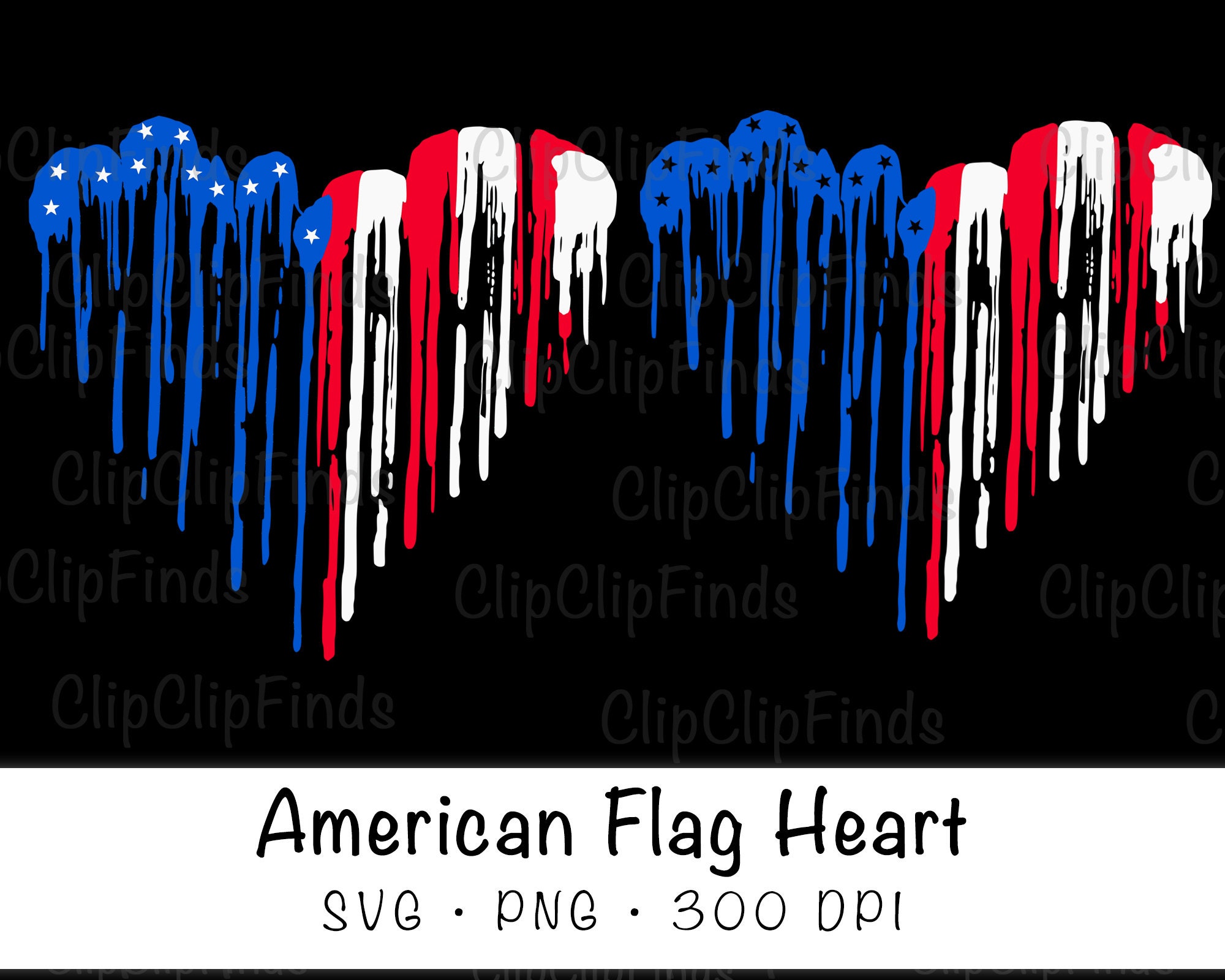 Patriotic American Flag Heart Paint Drip SVG Vector Cut File and PNG …