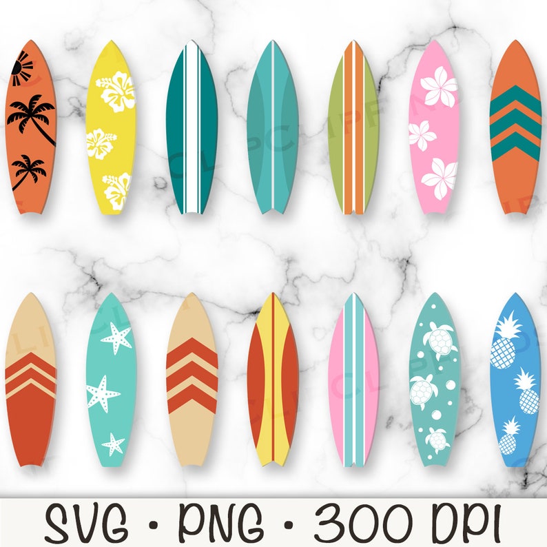 Surfboard Clipart, Surfboard PNG, Surfboard SVG, Beach, Wave, Hawaii, Surf, Beach Life, Summer, Digital Download image 1
