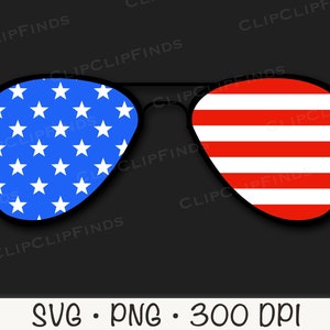 American Flag Aviator Sunglasses SVG Vector Cut File, PNG Transparent