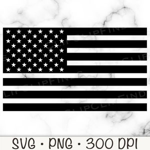 May include: Black and white American flag design with 13 horizontal stripes and 50 white stars in a blue rectangle.