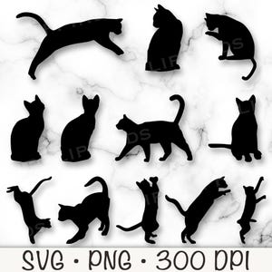 Chat SVG, PNG, Silhouette de chat, chats, formes de chat, chats espiègles, clipart chat, chats noirs, chat coupé, vecteur de chat, téléchargement numérique immédiat