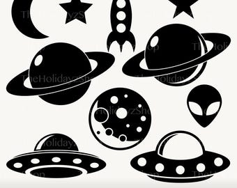 Galaxy SVG, Space PNG, Planets Silhouette Shapes, Rocket, Space Ship, Star, Moon, Alien, Vector, Sublimation, Galaxy, Orbit, Digital File