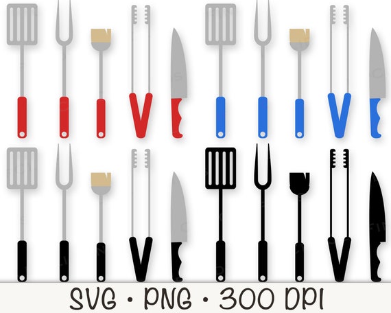 BBQ Grilling Utensils, SVG PNG, Instant Digital Download 