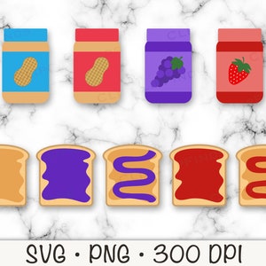 Peanut Butter and Jelly SVG, Grape Jelly, Strawberry Jelly, PNG, Peanut Butter and Jelly Sandwich Clip Art, Instant Digital Download