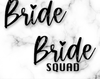Novia SVG, Escuadrón de Novia SVG, Despedida de Soltera PNG, Archivo de Diseño de Camiseta, Sublimación, Corazón, Dama de Honor, Boda, Despedida de Soltera, Descarga Digital