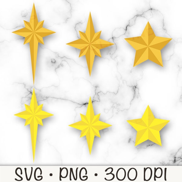 Nativity Scene North Star Bundle, Christmas Star,  Nautical Star, SVG Vector Cut File and PNG, Clip Art, Instant Download