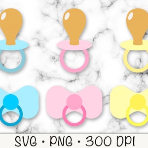 Fopspeen SVG, Baby Fopspeen Jongen, Meisje, Neutraal, Baby Gender Reveal, Vector File en PNG Transparante Achtergrond, Clip Art, Instant Download