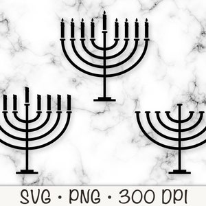 Menorah SVG, Menorah avec bougies, Menorah sans bougies, Hanoucca, fête juive, PNG, téléchargement numérique instantané