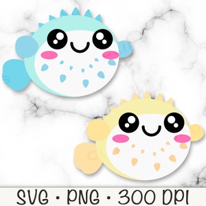Puffer Fish SVG, Cute Puffer Fish PNG, Puffer Fish Clipart, Blow Fish, Kawaii Fish, Digital Download