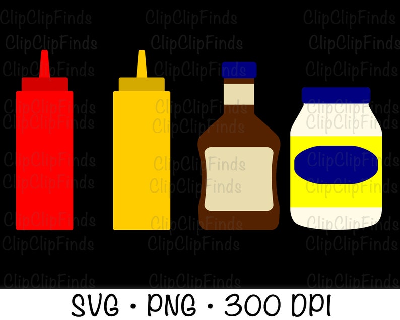 Ketchup Mustard Mayonnaise Bbq Sauce Bbq Condiments SVG Etsy
