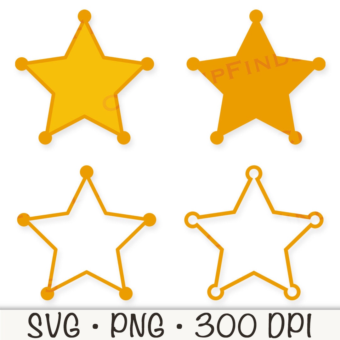 Sheriff Badge Star Clipart: Western Cowboy Rodeo (SVG, PNG) - Etsy
