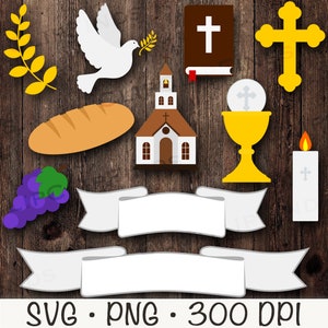 Erstkommunion Clipart Bundle Pack, PNG, SVG, Digitaler Download