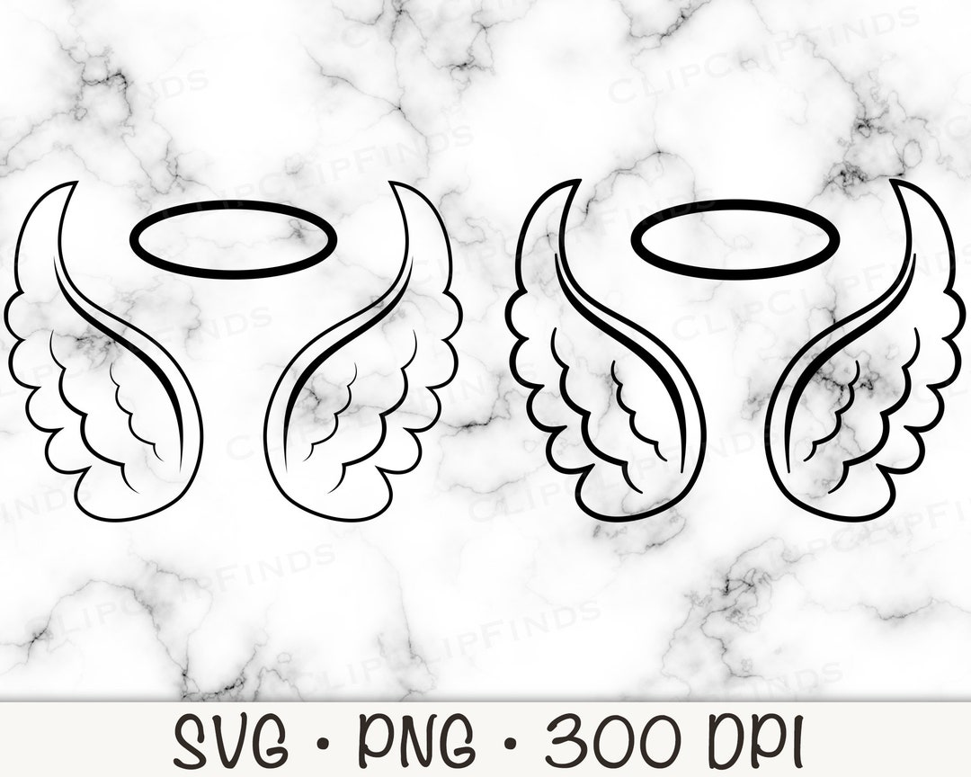 Angel Wings With Halo SVG, Angel Wings SVG, Halo PNG, Instant Digital