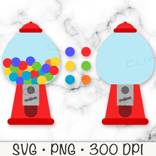 Gum ball Machine SVG, Gum ball Machine PNG Clip Art Bundle Pack, DIY, Bubble Gum, Vending Machine, Digital Download