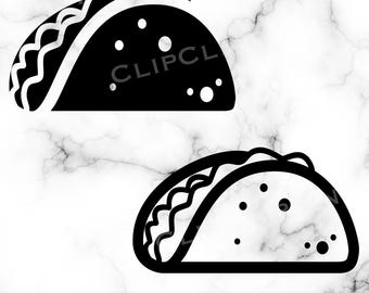 Taco SVG, Contorno de taco, Silueta de taco, Taco PNG, Taco mexicano, Martes de tacos, Sublimación, Descarga digital