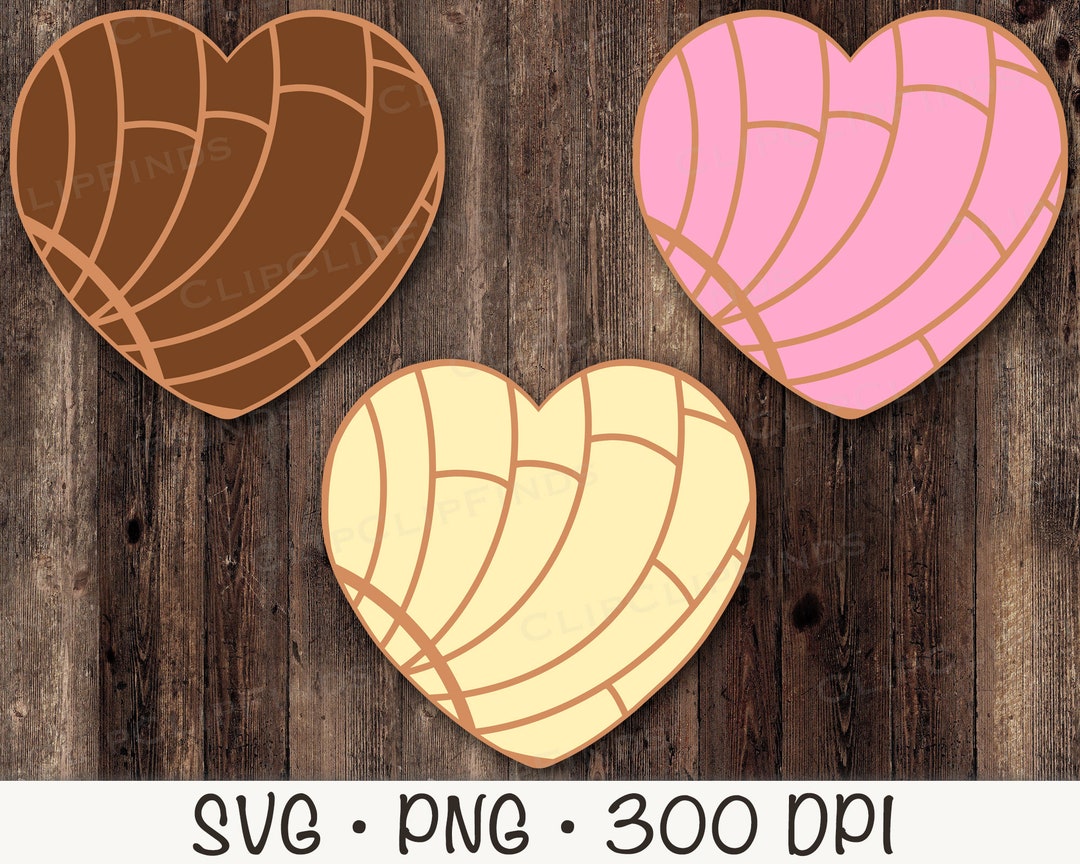Heart Concha Bread Bundle SVG Vector Cut File and PNG Transparent