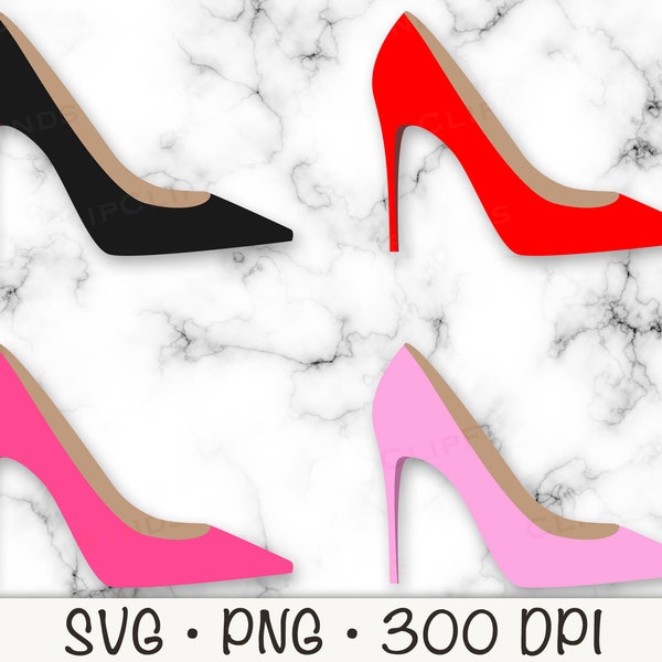 High Heel Shoes SVG, Stiletto Shoes SVG, Pink Shoes Clipart, Red Shoes, Black Pumps, Instant digital Download