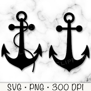 Anchor SVG, Anchor PNG, Anchor Silhouette Shape, Anchor with Rope, Anchor Icon, Digital Download