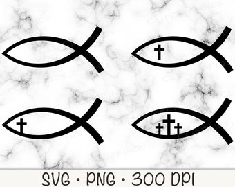 Christian Fish Ichthus Cross SVG PNG Bundle (Digital Download)