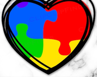 Autism Awareness Puzzle Heart SVG PNG: Digital Download