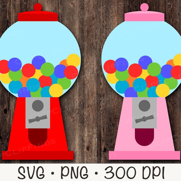 Gum Ball Machine, rosa, rot, Gum Ball Machine SVG, PNG, Clip Art, Sofortiger digitaler Download
