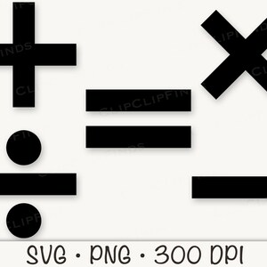 Math Symbols SVG, Multiplication, Addition, Subtraction, Equal, PNG ...