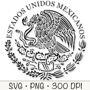 Mexican Flag Eagle SVG Vector File and PNG Transparent Background Clip Art Instant Download image 4