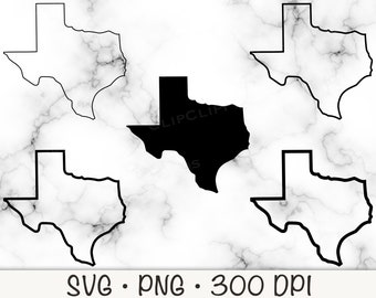 Texas State Outline and Solid SVG Vector Cut File, PNG Transparent Background Clip Art Instant Download