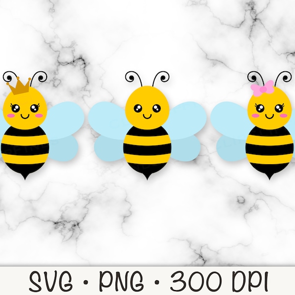 Bee SVG, Boy Bee, Girl Bee, Queen Bee, Cute Bee PNG, Bee Clipart, Bee Kind, Bumble Bee, Honey Bee, Sublimation, Instant Digital Download