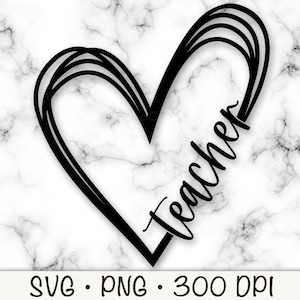 Teacher with Heart SVG Vector Cut file,  PNG Transparent Background Clip Art Instant Download
