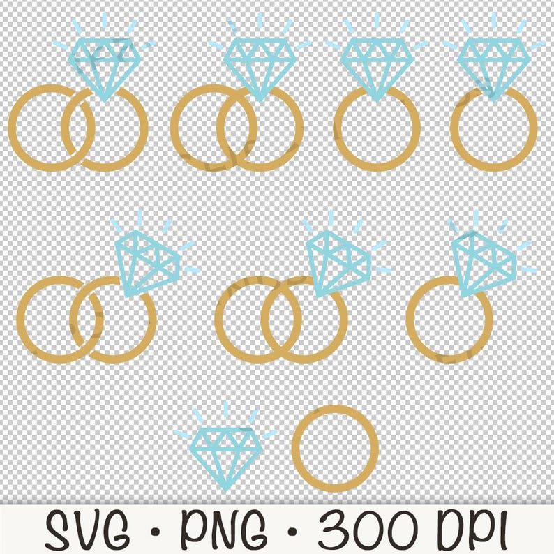 Wedding Rings Bitmap Wedding Ring SVG, Wedding Band SVG, Diamond Ring PNG, Diamond Ring ...