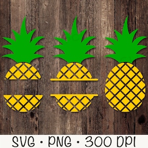 Pineapple SVG, Pineapple Split Monogram Frame SVG, PNG, Instant Digital Download