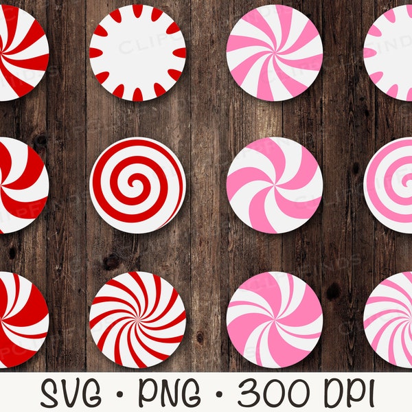 Peppermint Candy, Pink Peppermint, Red Peppermint, Peppermint Swirl, Peppermint Clipart, SVG, PNG, Instant Digital Download