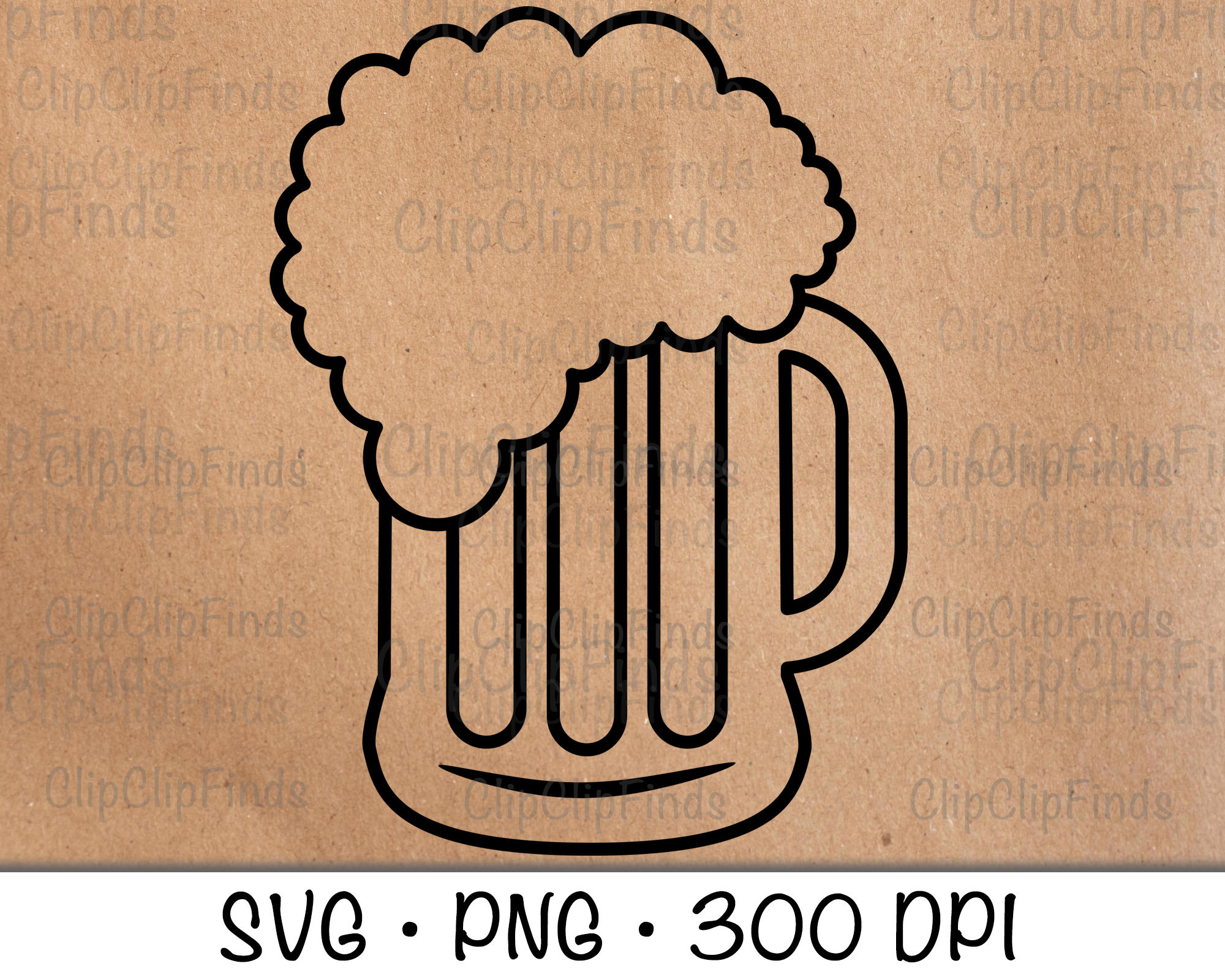 Beer Mug Outline SVG Vector Cut File and PNG Transparent Background Clip Art Instant Download - Etsy