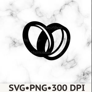 May include: A black graphic icon of two interlocking rings centred on a white marble background. The text TheHolidayzShop is faintly visible in the background, and the text SVG PNG 300 DPI is printed in black at the bottom of the image.