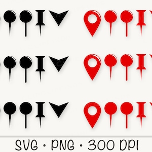 Mapa de localização Pin SVG, Silhueta de sinal de localização, Pin de localização vermelho, Pin de pressão PNG, Marcador de localização, GPS, Viagem, Download digital instantâneo