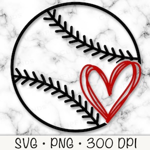 Baseball Love Heart | SVG PNG JPEG | Instant Digital Download