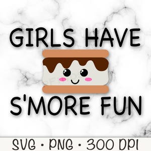S'mores, Meninas se divertem com S'more, SVG, PNG, Sublimação, Download digital instantâneo