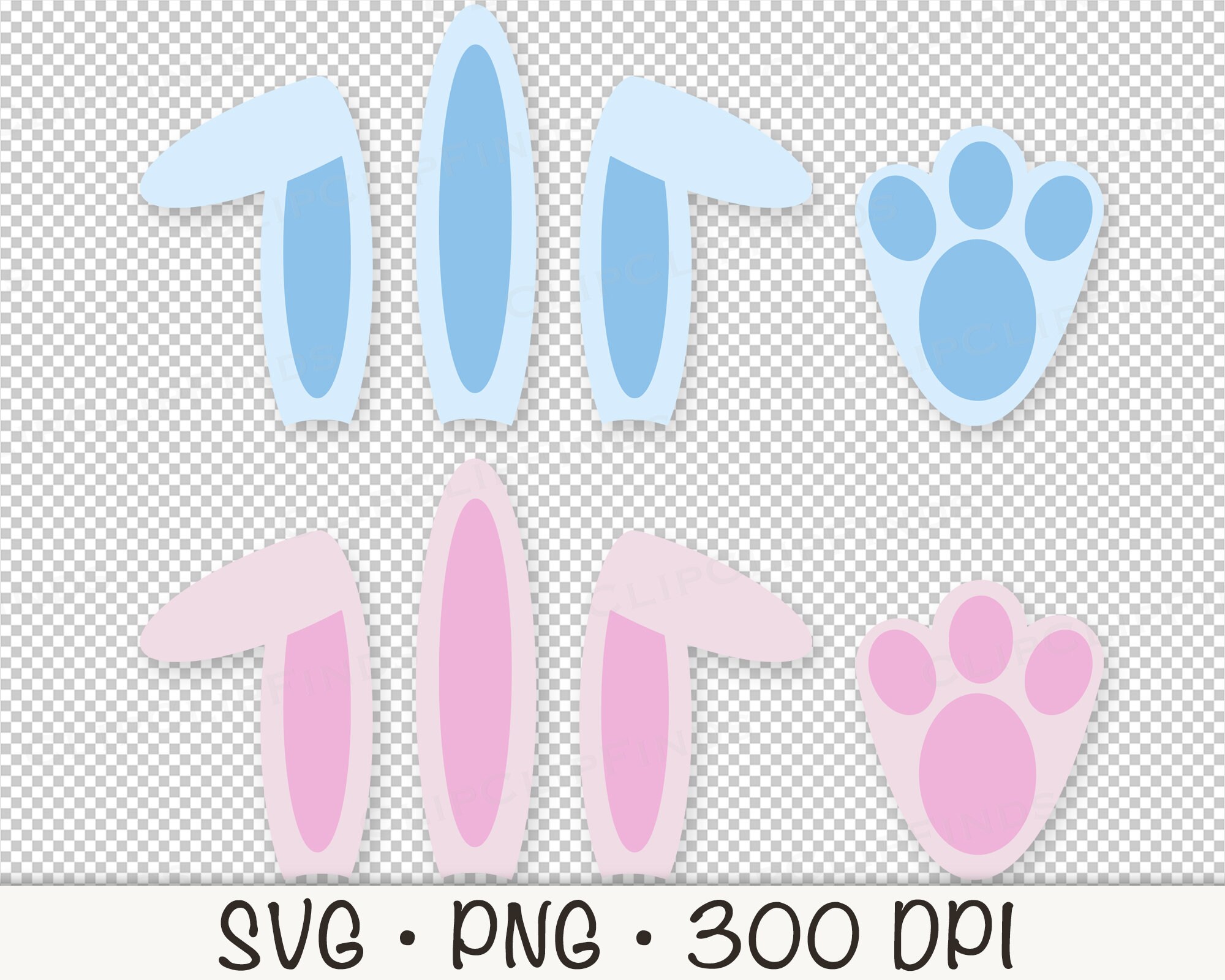 Bunny Ears and Paws SVG Bunny Ears SVG Bunny Paw Print - Etsy