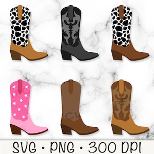 Stivali da cowboy SVG, Clipart stivali da cowboy, Stivali da cowgirl PNG, Modello di mucca, Stivale da cowgirl rosa, Selvaggio West, Rodeo, Western, Download digitale