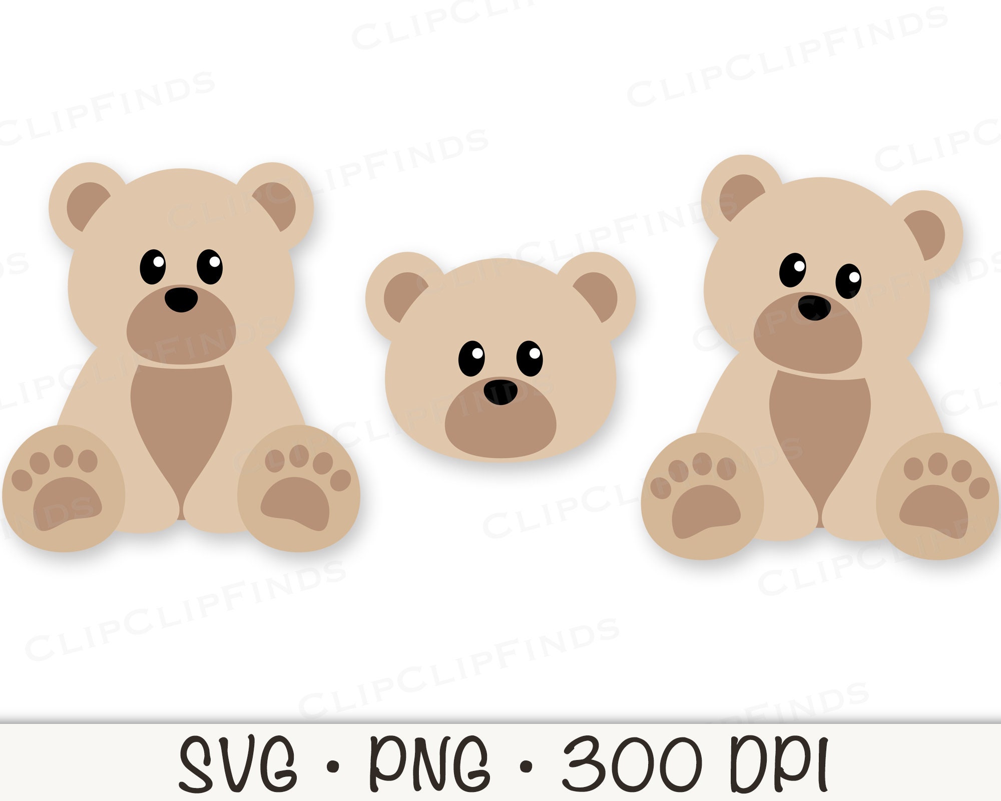 Teddy Bears Neutral Tone Teddy Bears Cute Bear SVG PNG Etsy