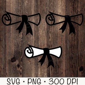 Abschlussurkunde, Diplom, SVG-Schnittdatei und PNG, Gliederung, Band, Schwarz, Clip Art, Abschluss 2025, Sofortiger digitaler Download