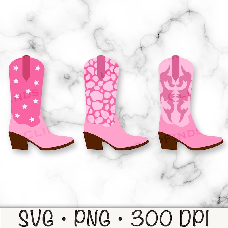Pink Cowgirl Boots SVG: Rodeo Clipart (Digital Download) image 1