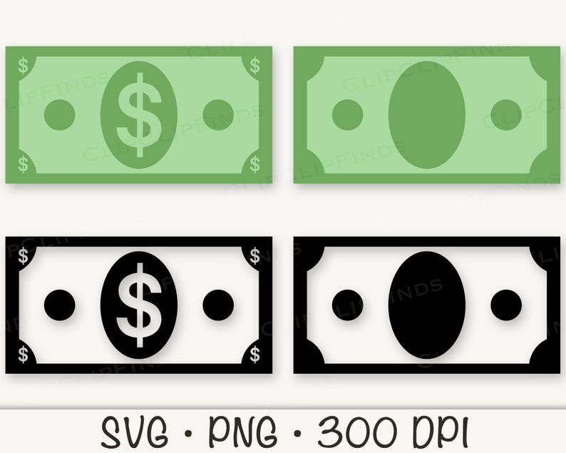 Money, Bill, Cash, Money Outline, Dinero, SVG Vector Cut File and PNG Transparent Background, Clip Art, Instant Digital Download image 4